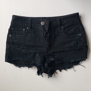 Black denim shorts